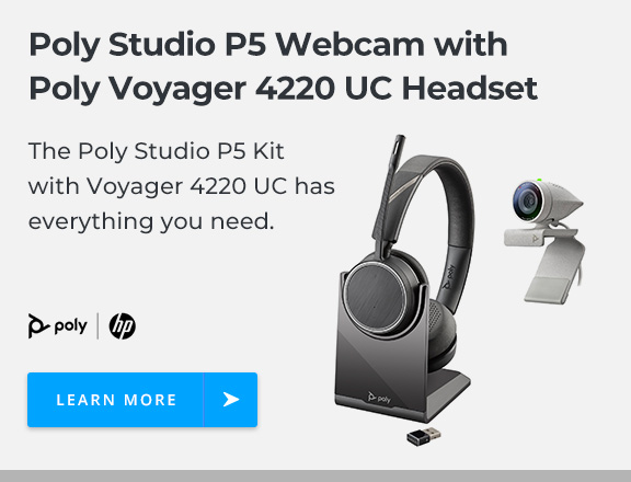 Poly Studio P5 Webcam with Poly Voyager 4220 UC Headset