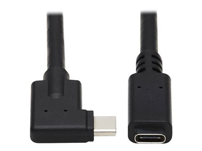 Tripp Lite Extension Cable (M/F) - USB 3.2 Gen 2, Thunderbolt 3, PD Charging, Right-Angle Plug, Black, 20 in. (0.5 m) - USB-C cable 24 pin USB-C to
