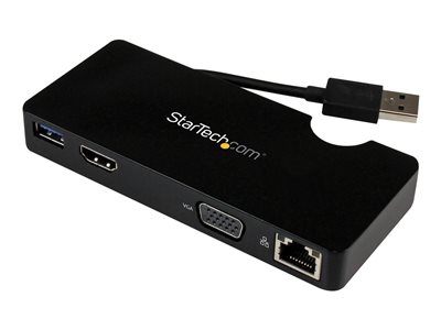 StarTech.com USB 3.0 to HDMI or VGA Adapter Dock - USB 3.0 Mini Docking  Station w/ USB, GbE Ports - Portable Universal Laptop Travel Hub  (USB3SMDOCKHV) - docking station - USB - HDMI - GigE - USB3SMDOCKHV