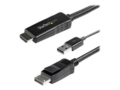 StarTech.com 2m (6ft) HDMI to DisplayPort Cable 4K 30Hz, HDMI 1.4 to DP 1.2 Adapter Converter Cable with Audio, USB Powered, Mac & Windows, HDMI Laptop to DP Monitor, Male/Male -