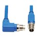 Tripp Lite M12 X-Code Cat6a 10G F/UTP CMR-LP Shielded Ethernet Cable (Right-Angle M/M), IP68, PoE, Blue, 10 m (32.8 ft.) - network cable - TAA Compliant - 33 ft - blue