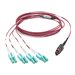 Tripp Lite - Tripp Lite MTP/MPO to 8xLC Fan-Out Patch Cable, 40 GbE, 40GBASE-SR4, OM4 Plenum-Rated, Push/Pull Tab, Magenta, 2 m (6.6 ft.)