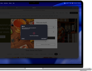 Touch ID notification to access Passwords in Safari appears on a 15-inch MacBook Air