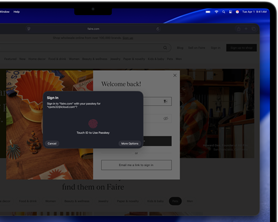 Touch ID notification to access Passwords in Safari appears on a 15-inch MacBook Air