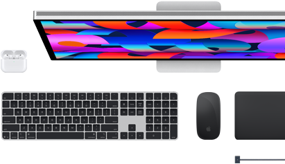 Mac accessories: AirPods, Studio Display, Magic Keyboard, Magic Mouse, Magic Trackpad, MagSafe charge cable