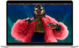 MacBook Air screen showing a colorful image to demonstrate the color range and resolution of the Liquid Retina display