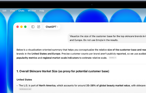 MacBook Neo, showing next-level AI performance, user asks ChatGPT about regulatory factors in the skincare industry
