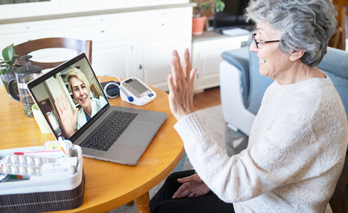 Telehealth: patient talking to doctor on a laptop